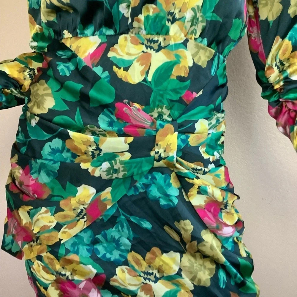 Zara Floral Long Sleeve Dress NWT - Picture 4 of 12